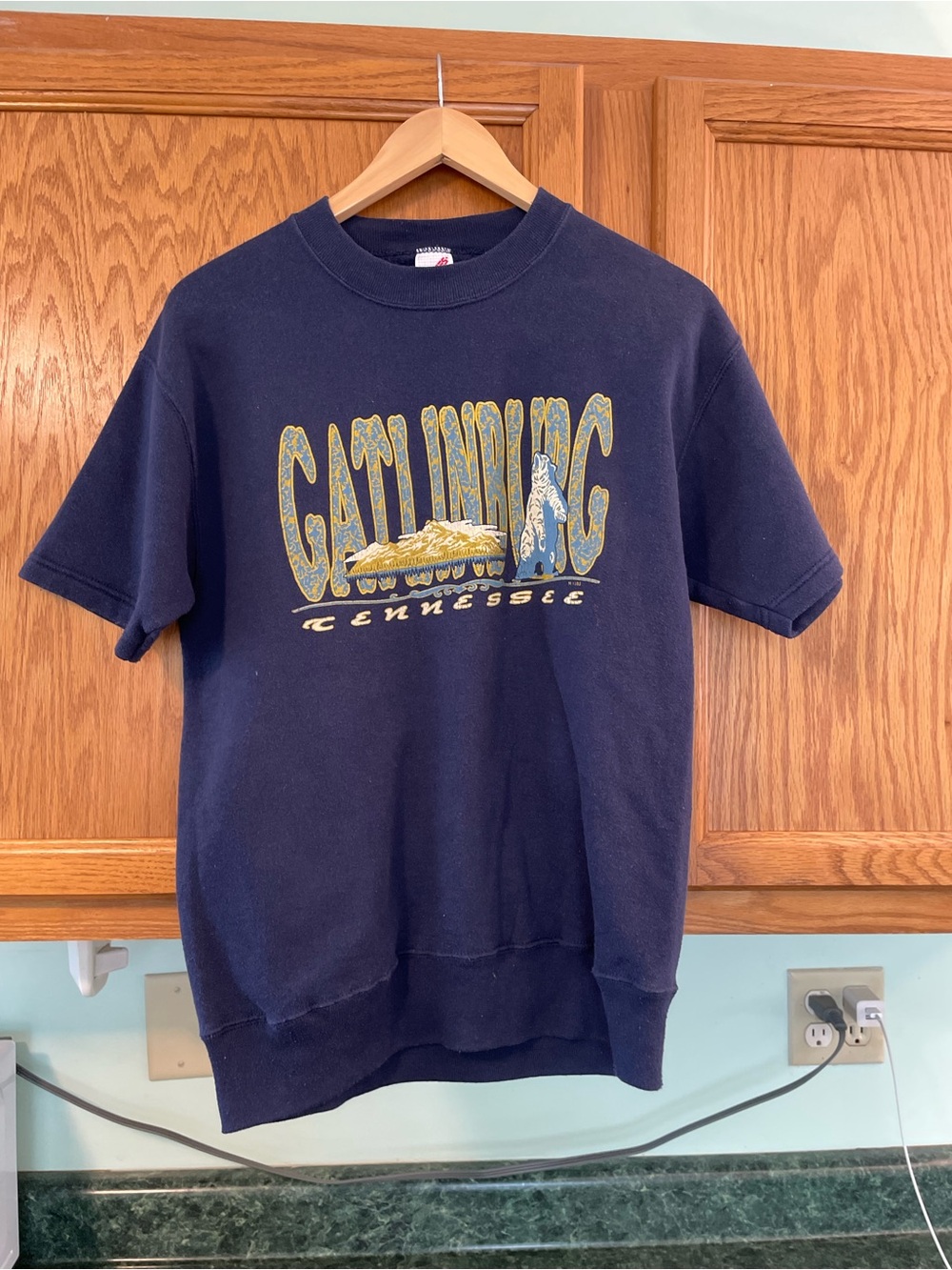 Vintage Gatlinburg Tennessee Short Sleeve Sweatshirt Medium Made in USA Gym